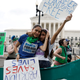 pro-abortion demonstrators outside Supreme Court
